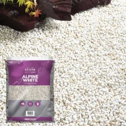 Stylish Stone Premium Alpine White Chippings - Midi Pack - 9kg