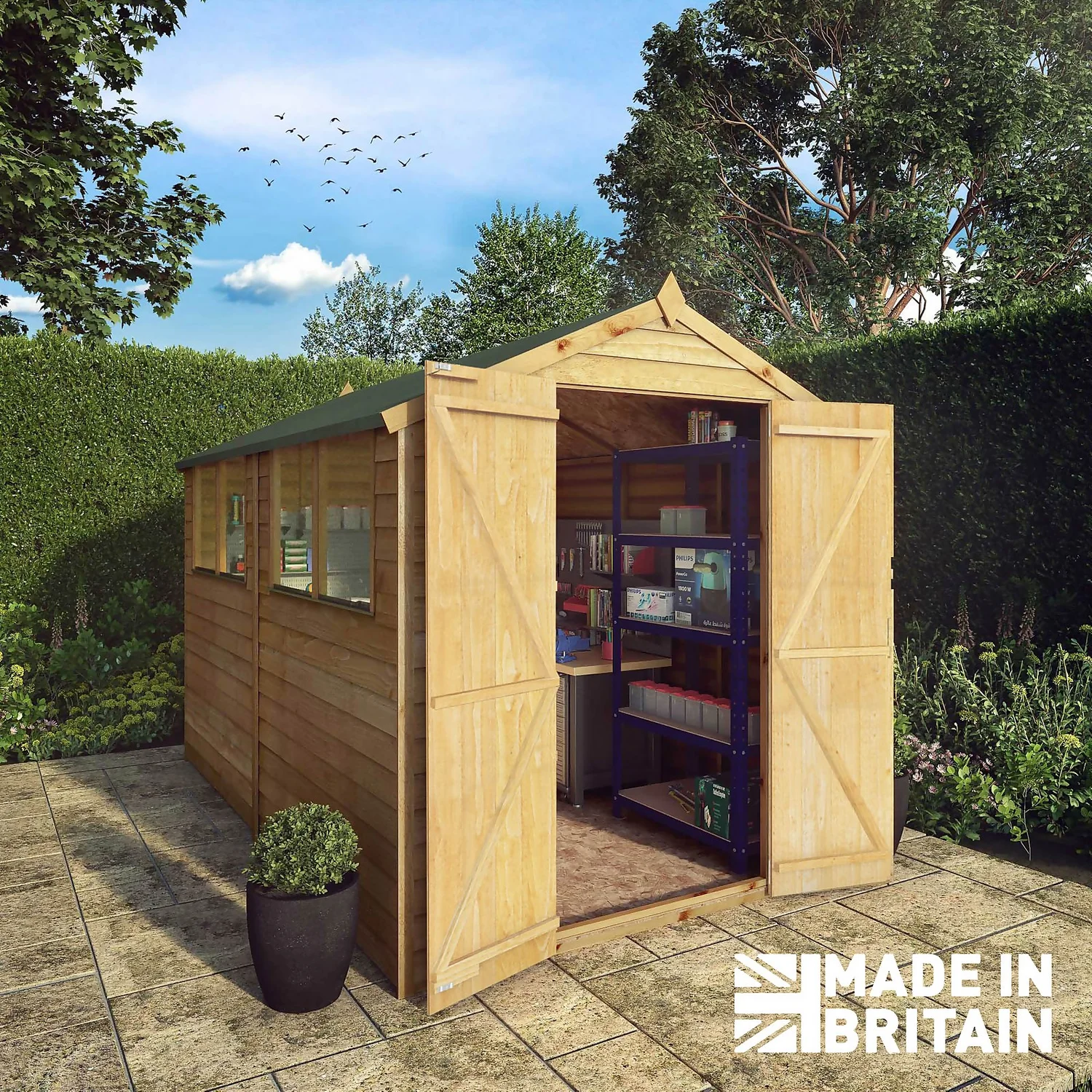 Mercia 10 X 6ft Overlap Double Door Apex Shed 2 Mercia 10 X 6ft Overlap Double Door Apex Shed - Image 2