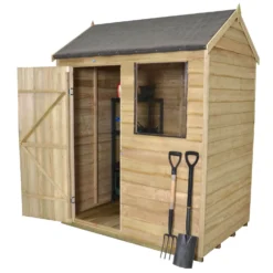 6x4ft Forest Natural Timber Overlap Reverse Apex Wooden Shed -Garden & Outdoor Store 12810897 1744833195075183