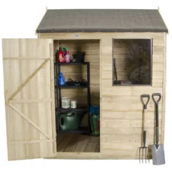 6x4ft Forest Natural Timber Overlap Reverse Apex Wooden Shed -Garden & Outdoor Store 12810897 5214833194870013