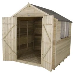 7x7ft Forest Natural Timber Overlap Apex Pressure Treated Wooden Shed -Garden & Outdoor Store 12810900 1364833193513383