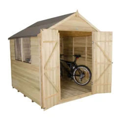 7x7ft Forest Natural Timber Overlap Apex Pressure Treated Wooden Shed -Garden & Outdoor Store 12810900 6184833193629543