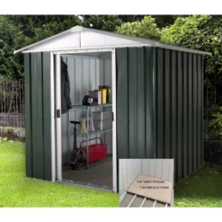 Yardmaster 6x5ft Hercules Deluxe Apex Metal Shed With Floor Frame