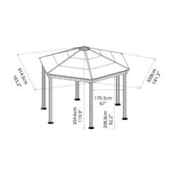 Palram - Canopia Roma Hexagonal Garden Gazebo Grey -Garden & Outdoor Store 12821930 1644833174791166