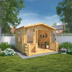 Mercia (Installation Included) 3.3x3.7m Sherwood 19mm Log Cabin With Veranda -Garden & Outdoor Store 12825711 1434833221003115