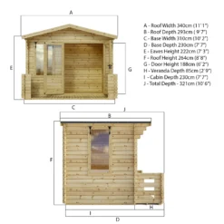 Mercia (Installation Included) 3.3x3.7m Sherwood 19mm Log Cabin With Veranda -Garden & Outdoor Store 12825711 7894833220734366
