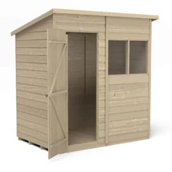 Forest 6 X 4ft Overlap Pressure Treated Pent Shed -incl. Installation -Garden & Outdoor Store 12833306 2084833202321062