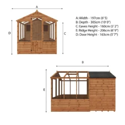 Country Living Grassthorpe 10 X 6ft Traditional Apex Greenhouse Combi Shed Painted + Installation - Aurora Green -Garden & Outdoor Store 12881727 1744976288162352