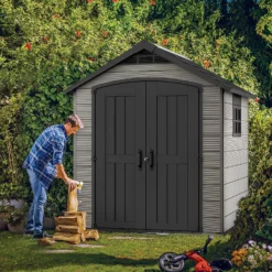 Keter Premier 7 X 7ft Outdoor Garden Apex Storage Shed - Grey -Garden & Outdoor Store 12882034 7855036180740362