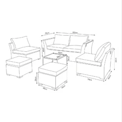 Bambrick 6 Seater Grey Rattan Garden Sofa Set -Garden & Outdoor Store 12882317 2044947969840510