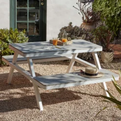 Picnic Bench - White & Grey -Garden & Outdoor Store 12885210 1454853415433776