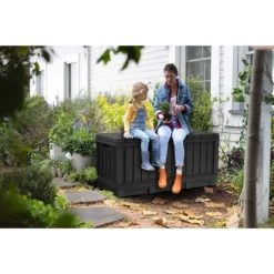 Keter Kentwood Outdoor Garden Storage Box 350L - Graphite -Garden & Outdoor Store 12885762 2124899008544693