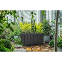 Keter Kentwood Outdoor Garden Storage Box 350L - Graphite -Garden & Outdoor Store 12885762 3464899008568981