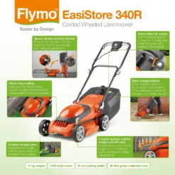 Flymo 1400W EasiStore 340R Electric Lawn Mower - 34cm -Garden & Outdoor Store 12885911 2254846175325273