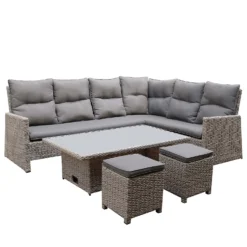 Mortimer Grey Rattan Garden Corner Sofa Set -Garden & Outdoor Store 12887790 1205047776415101