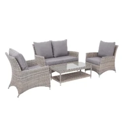 Florence 4 Seater Grey Rattan Garden Sofa Set -Garden & Outdoor Store 12887803 1594843689581184