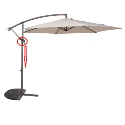 None 3m Overhanging Parasol - Light Grey -Garden & Outdoor Store 12888566 1274966185559530