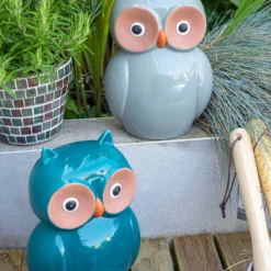 Ceramic Owl Garden Ornament - 25cm -Garden & Outdoor Store 12890924 1294941773911491