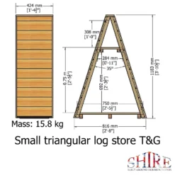 Shire Small Triangular Log Store Tongue And Groove -Garden & Outdoor Store 13082825 2104862456565036