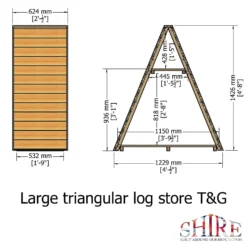 Shire Large Triangular Log Store Tongue And Groove -Garden & Outdoor Store 13082827 1554862456500944