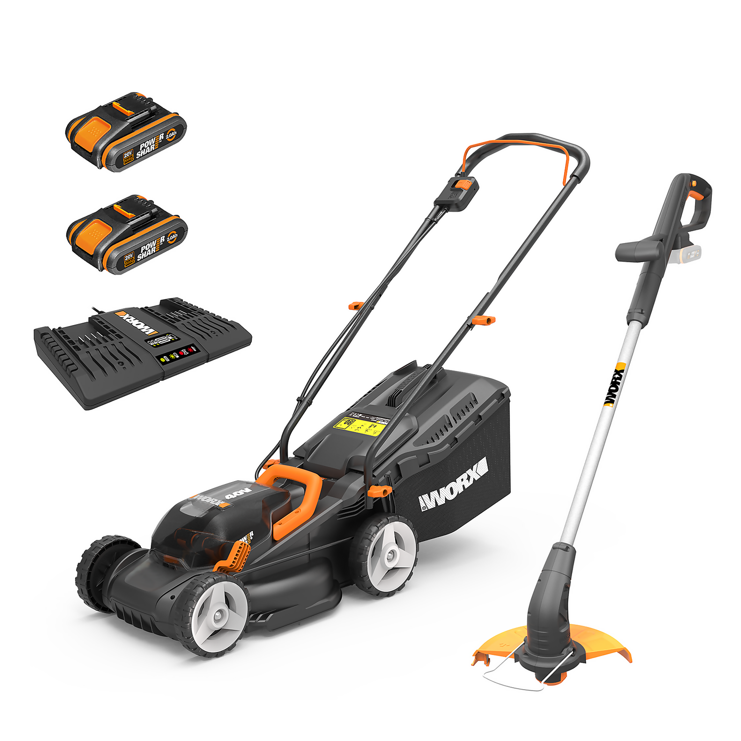 WORX 40V WG927E Cordless Lawn Mower & Trimmer Twin Pack - 34cm 1 WORX 40V WG927E Cordless Lawn Mower & Trimmer Twin Pack - 34cm