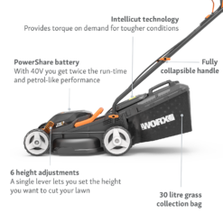 WORX 40V WG779E.1 Cordless Lawn Mower - 34cm -Garden & Outdoor Store 13326413 2294944673153362