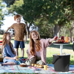 Keter GoBar Outdoor Ice Cooler Table Garden Furniture - Dark Grey / Cream -Garden & Outdoor Store 13412933 2094910901750129