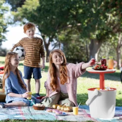 Keter GoBar Outdoor Ice Cooler Table Garden Furniture - Red / White -Garden & Outdoor Store 13412934 5744910901735855