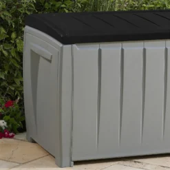 Keter Ace Outdoor Garden Storage Box 124 X 55 X 62.5 Cm - Grey And Black -Garden & Outdoor Store 13432924 3844947994747044