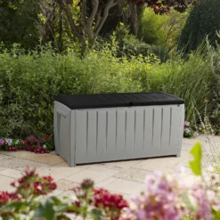 Keter Ace Outdoor Garden Storage Box 124 X 55 X 62.5 Cm - Grey And Black -Garden & Outdoor Store 13432924 5964947994547391