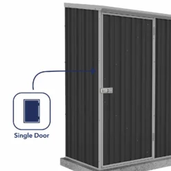 Absco 5 X 3ft Space Saver Metal Pent Shed - Dark Grey -Garden & Outdoor Store 13440829 2374929186487290