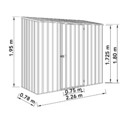 Absco 7.5 X 3ft Space Saver Metal Pent Shed - Zinc -Garden & Outdoor Store 13440836 5735027360443002