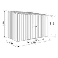 Absco 10 X 5ft Space Saver Metal Pent Shed - Dark Grey -Garden & Outdoor Store 13440849 1854929186015090