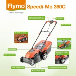 Flymo 1500W Speedi Mo 360C Electric Lawn Mower - 36cm -Garden & Outdoor Store 13524783 1144936626085281