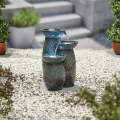 Stylish Fountain Glazed Trio Water Feature With LEDs 6 Stylish Fountain Glazed Trio Water Feature With LEDs -Garden & Outdoor Store 13846047 7854962028373355