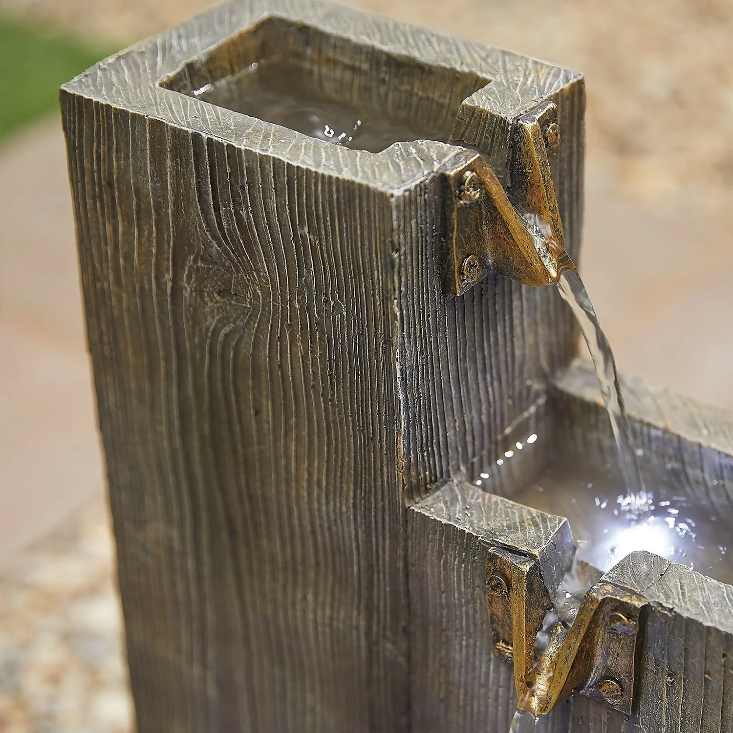 Stylish Fountain Coastal Sleepers Water Feature With LEDs 3 Stylish Fountain Coastal Sleepers Water Feature With LEDs - Image 3