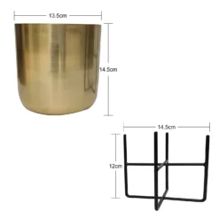Brass Indoor Plant Pot With Cross Stand - 13.5cm -Garden & Outdoor Store 13887188 1104999809670185