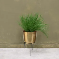 Brass Indoor Plant Pot With Straight Stand - 14cm -Garden & Outdoor Store 13887189 2044999809776136
