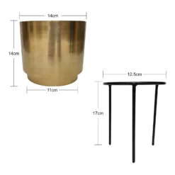 Brass Indoor Plant Pot With Straight Stand - 14cm -Garden & Outdoor Store 13887189 3074999809676395