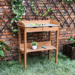 Garden Potting Bench With Two Drawers & Shelf 9 Garden Potting Bench With Two Drawers & Shelf -Garden & Outdoor Store 13967031 1225014369218912