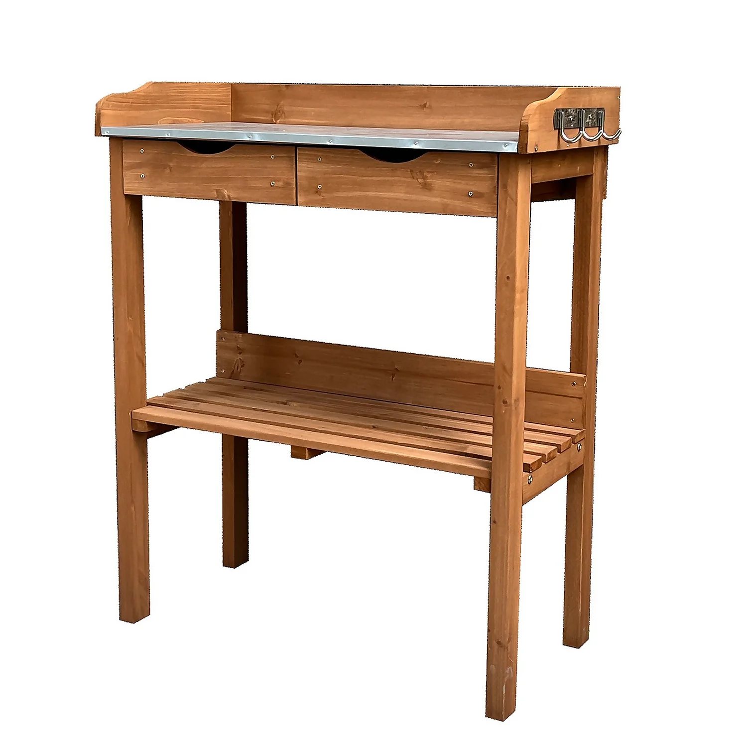 Garden Potting Bench With Two Drawers & Shelf 1 Garden Potting Bench With Two Drawers & Shelf