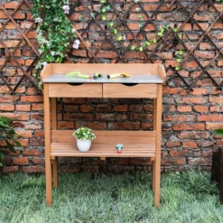 Garden Potting Bench With Two Drawers & Shelf 8 Garden Potting Bench With Two Drawers & Shelf -Garden & Outdoor Store 13967031 1985014369148838