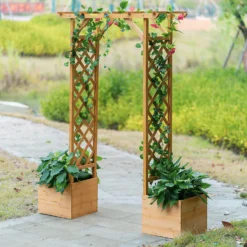 Homebase Wooden Garden Arched Trellis With Planters -Garden & Outdoor Store 13967032 1555014369127463