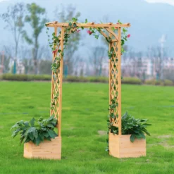 Homebase Wooden Garden Arched Trellis With Planters -Garden & Outdoor Store 13967032 8695014369188411