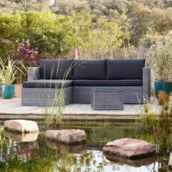 Alexandria Rattan Effect Garden Corner Sofa Set - Ash Grey -Garden & Outdoor Store 13971225 1355022704388195