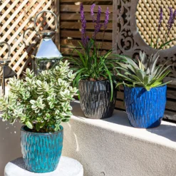 Chiswick Textured Pot Blue - 24cm -Garden & Outdoor Store 13973625 1955011238437545