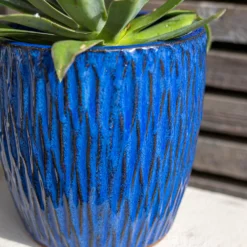 Chiswick Textured Pot Blue - 24cm -Garden & Outdoor Store 13973625 4835011238348238