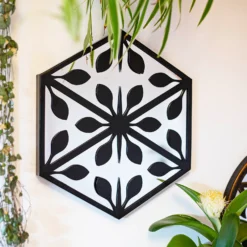 Hexagonal Laser Cut Outdoor Mirror 35cm - Black -Garden & Outdoor Store 13981007 7935005835323161