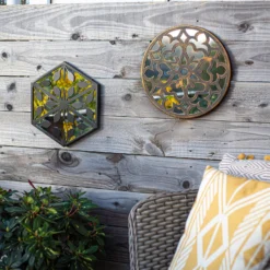 Round Laser Cut Outdoor Mirror 35cm - Bronze -Garden & Outdoor Store 13981008 1935005835535414