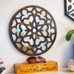 Round Laser Cut Outdoor Mirror 35cm - Bronze -Garden & Outdoor Store 13981008 8645005835380560